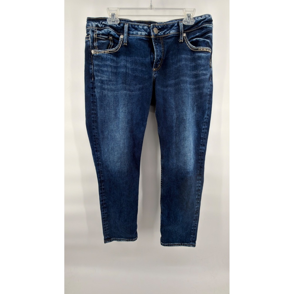 Silver Jeans Co. Women's Boyfriend Jeans Size 30x25 Mid Rise Dark Wash Stretch